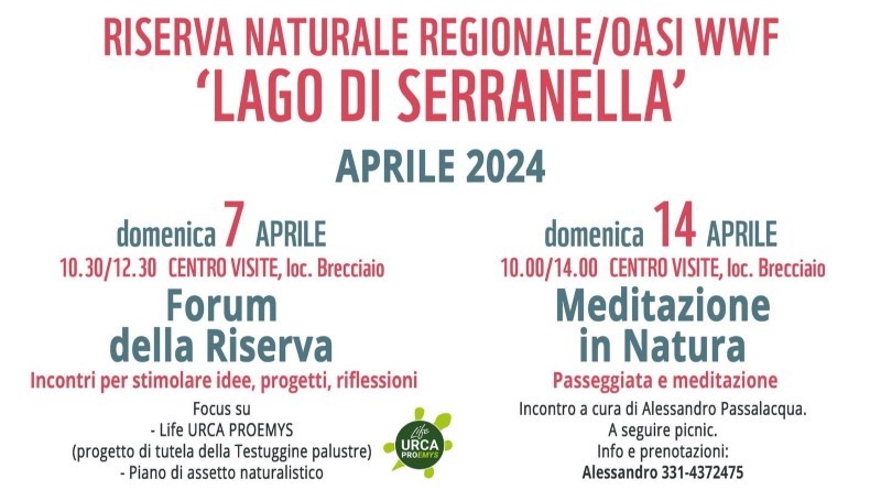 Eventi all’Oasi di Serranella per il mese di aprile 2024